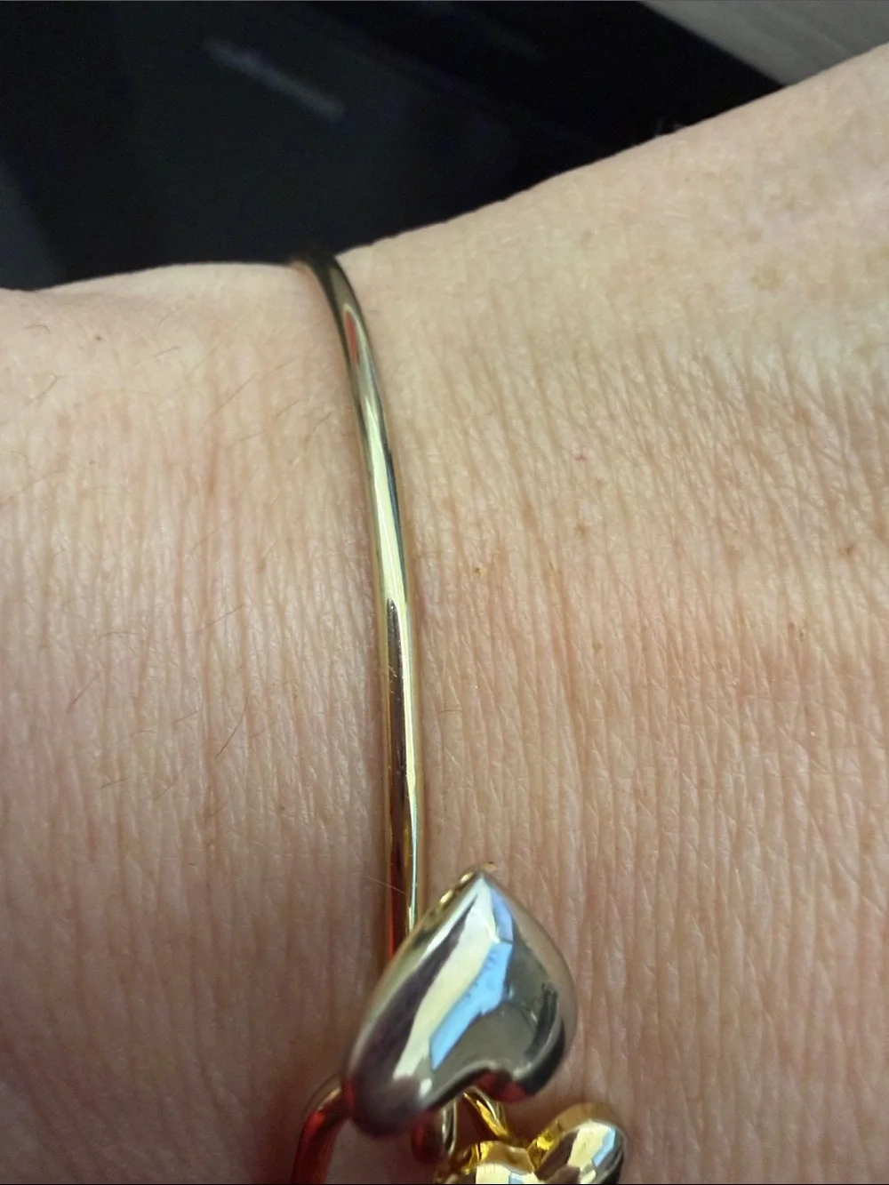 Gold Heart Duo Bangle Bracelet - Women Jewelry